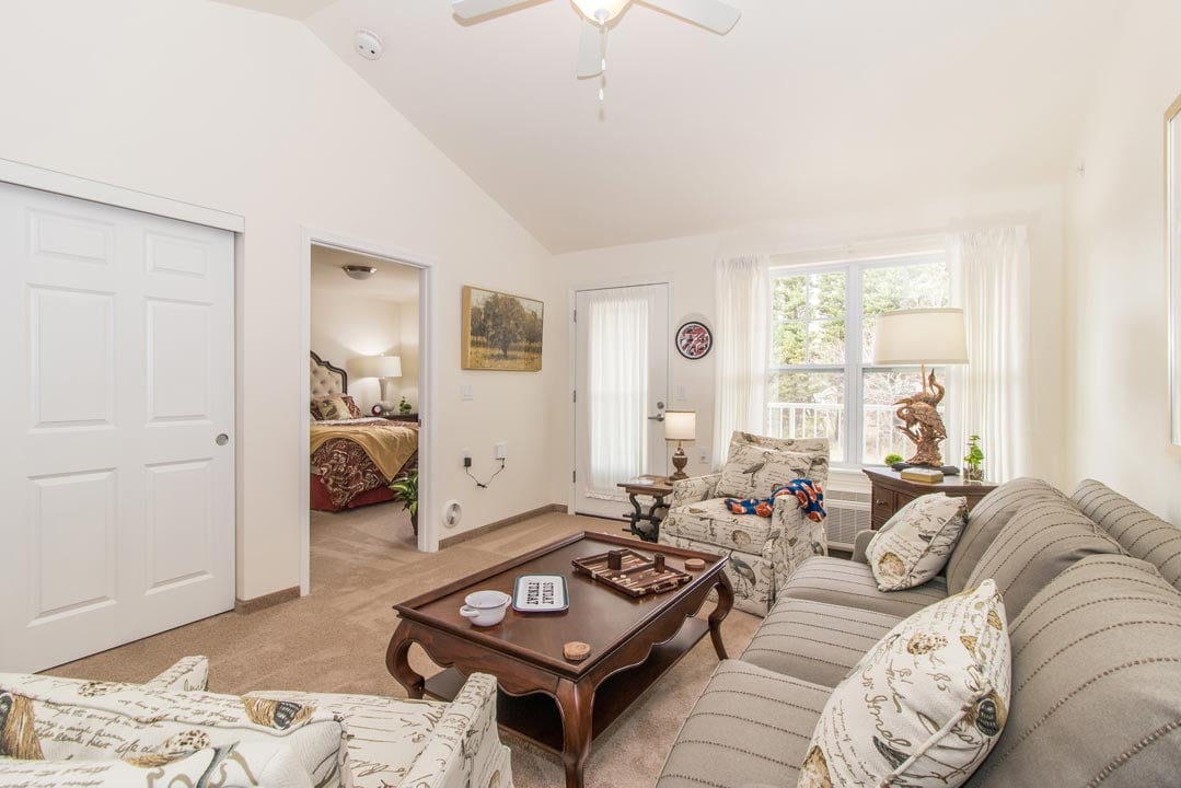 A living room in a Summit Glen apartment