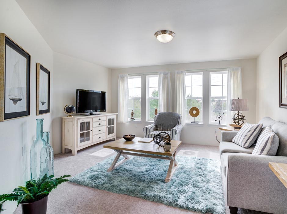 A living room in a Summit Glen apartment